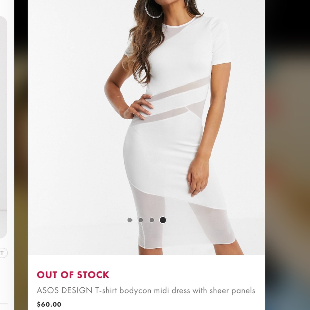 ASOS design T-shirt bodycon mid dress with sheer panels